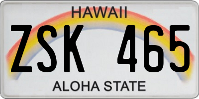 HI license plate ZSK465
