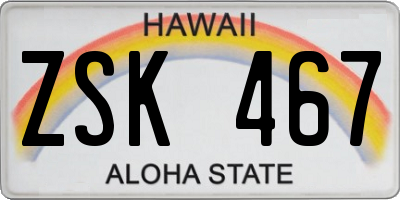 HI license plate ZSK467