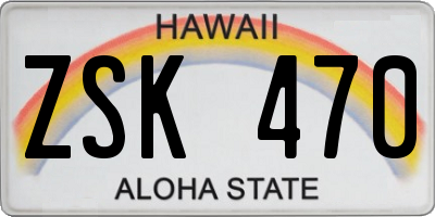HI license plate ZSK470