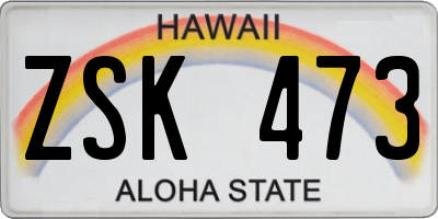 HI license plate ZSK473