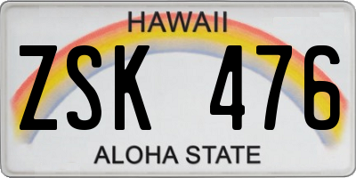 HI license plate ZSK476