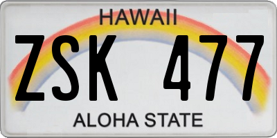 HI license plate ZSK477