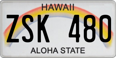 HI license plate ZSK480