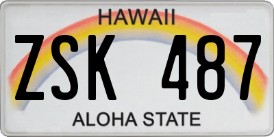 HI license plate ZSK487