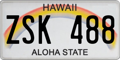 HI license plate ZSK488