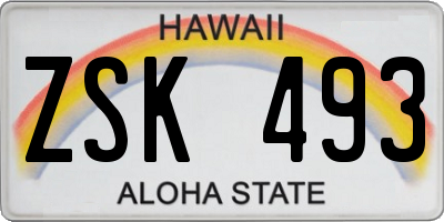 HI license plate ZSK493