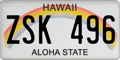HI license plate ZSK496