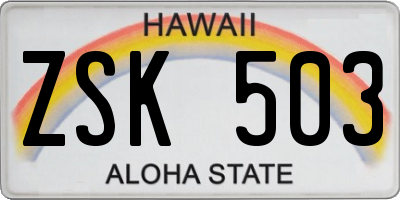 HI license plate ZSK503