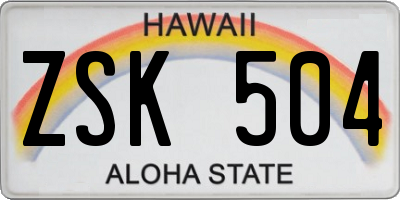 HI license plate ZSK504