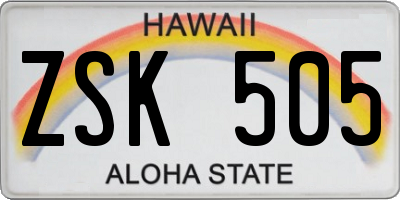 HI license plate ZSK505