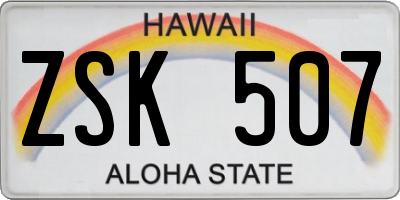 HI license plate ZSK507
