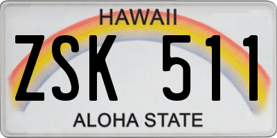 HI license plate ZSK511