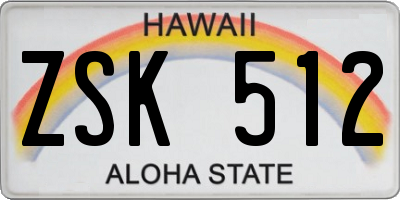 HI license plate ZSK512