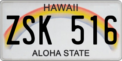 HI license plate ZSK516