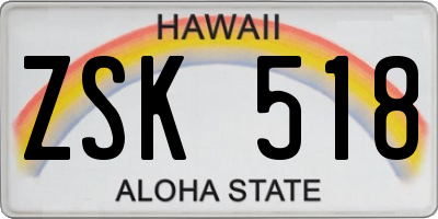 HI license plate ZSK518