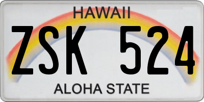 HI license plate ZSK524