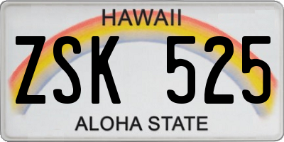 HI license plate ZSK525