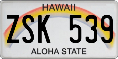 HI license plate ZSK539