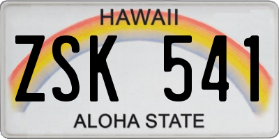 HI license plate ZSK541