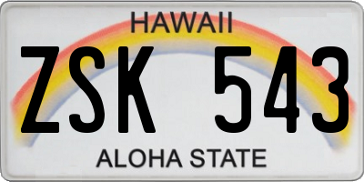 HI license plate ZSK543