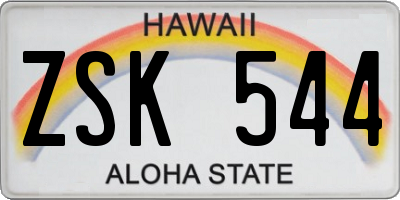 HI license plate ZSK544