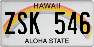 HI license plate ZSK546