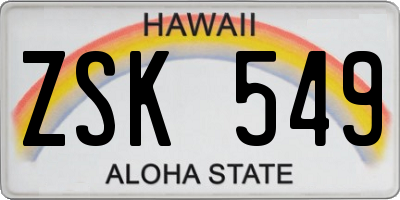 HI license plate ZSK549