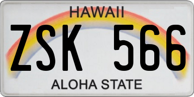 HI license plate ZSK566