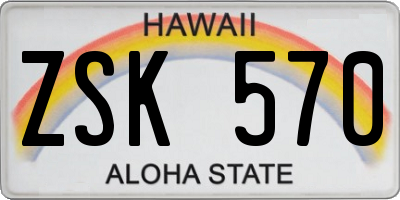 HI license plate ZSK570