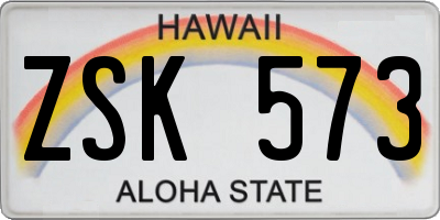 HI license plate ZSK573
