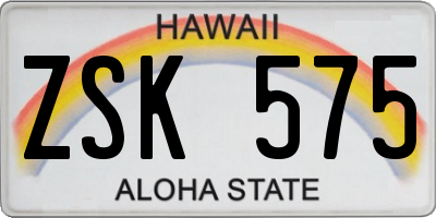 HI license plate ZSK575