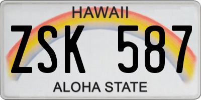 HI license plate ZSK587