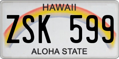 HI license plate ZSK599
