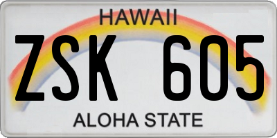 HI license plate ZSK605