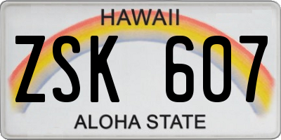 HI license plate ZSK607