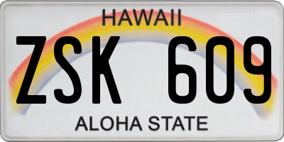 HI license plate ZSK609