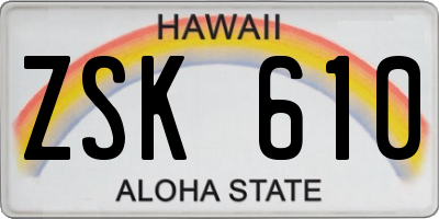 HI license plate ZSK610
