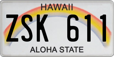 HI license plate ZSK611