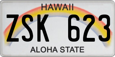 HI license plate ZSK623