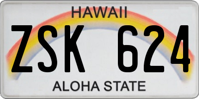 HI license plate ZSK624