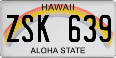 HI license plate ZSK639