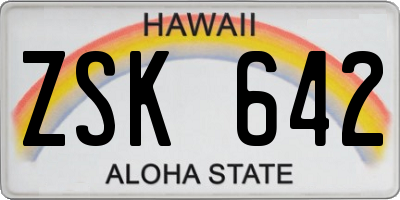 HI license plate ZSK642