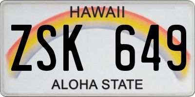 HI license plate ZSK649