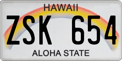 HI license plate ZSK654