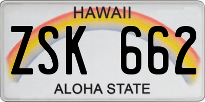 HI license plate ZSK662
