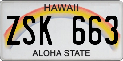 HI license plate ZSK663