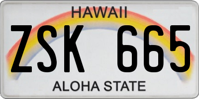 HI license plate ZSK665