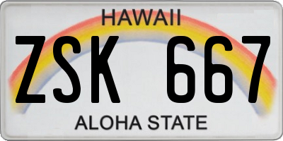 HI license plate ZSK667