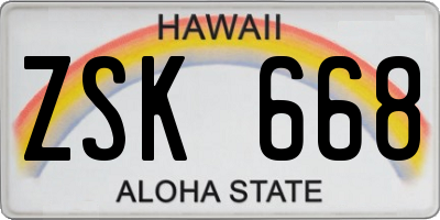 HI license plate ZSK668