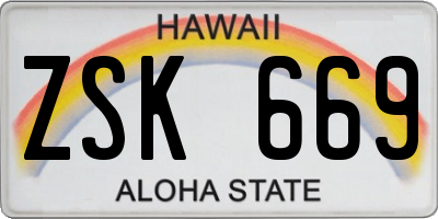 HI license plate ZSK669
